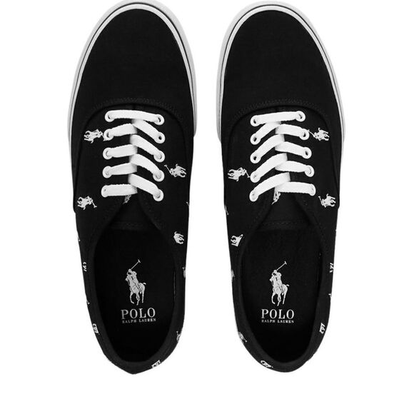 NEW Polo Ralph Lauren Men's All Over Pony Player Keaton Sneakers in Black Sz 8.5 - Picture 1 of 12
